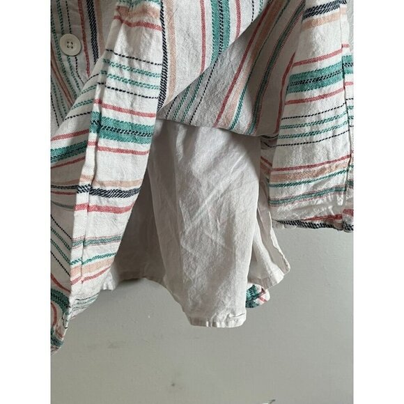 Lane Bryant Coastal Linen Top 18 Red Stripe Boho Retro Euro Summer Preppy Relax - Picture 9 of 14